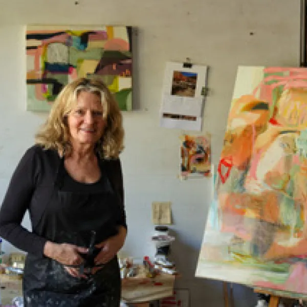 Shari Nye with her artwork
