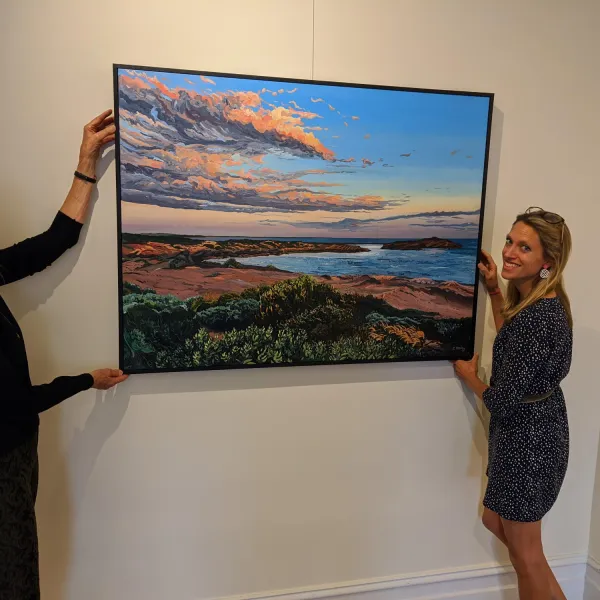 Caroline with a large painting