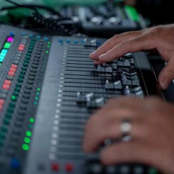 Mixing desk at a gig
