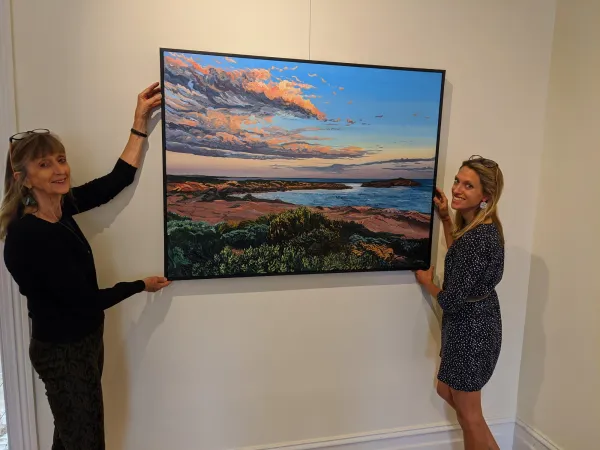 Caroline with a large painting
