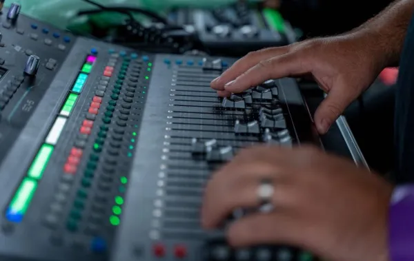 Mixing desk at a gig